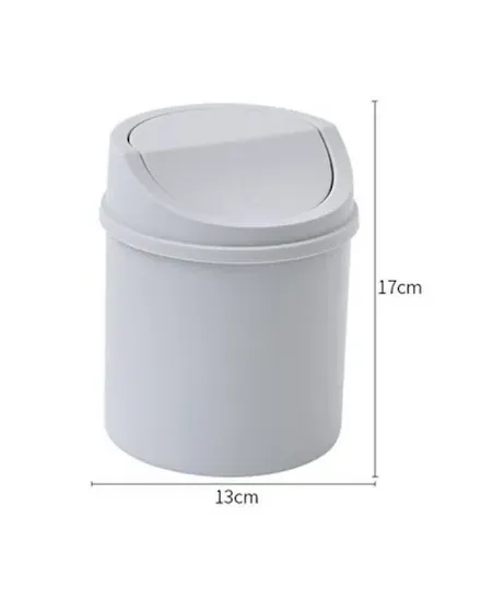 Mini Desktop Bin Small Trash Can Tube with Cover Bedroom ... - 3