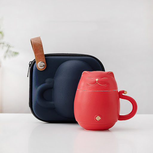 Title 8, Creative Lucky Cat Shaped Tea Separation Cerami...