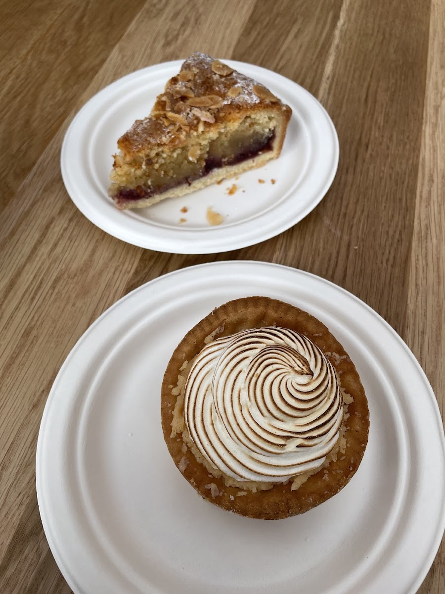 lemon meringue tart and bakewell slice