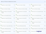 Thanco's Natural Ice Cream menu 1