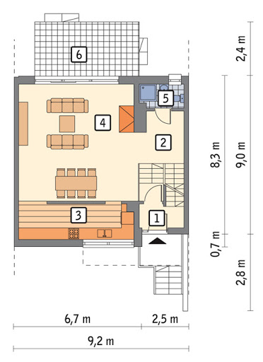 Łączący - segment środkowy podpiwniczony - BCC285a - Rzut parteru