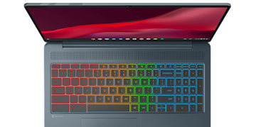 Chromebook with a colorful illuminated keyboard