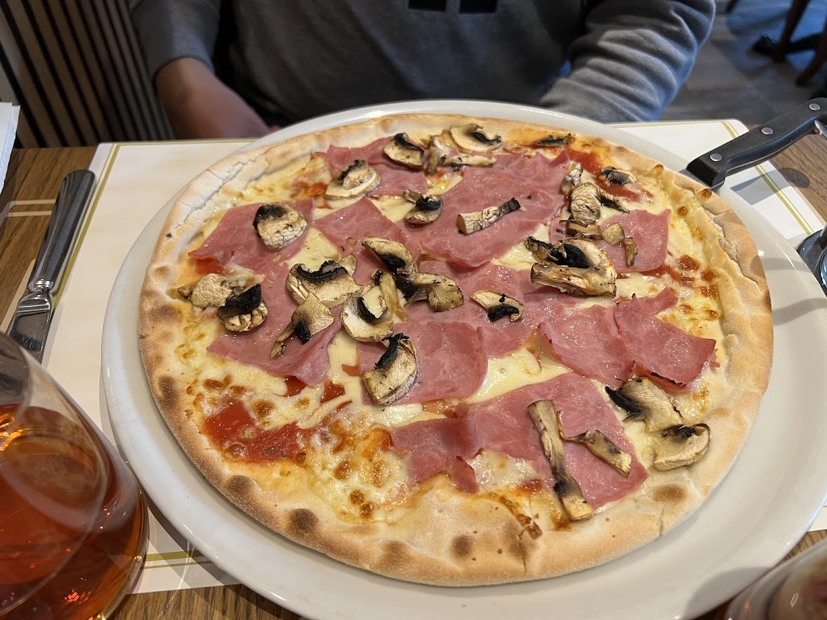 Prosciutto and mushrooms pizza