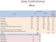 Bajaj Confectionery menu 1