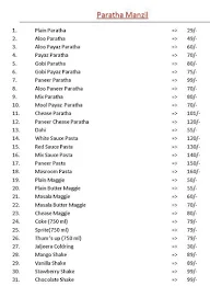 Paratha Manzil menu 1