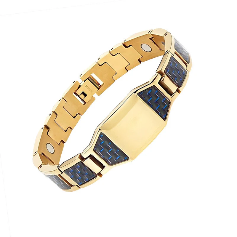 Carbonvezel titanium stalen armband met magneet, sterk en stijlvol design, pijnverlichting en welzijn, duurzaam, perfect cadeau.