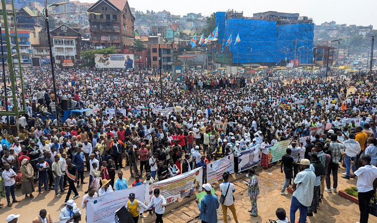 Congolese demonstrators attend a protest against Rwanda, amid tensions following a clash in Goma between M23 rebels and the Armed Forces of the Democratic Republic of the Congo (FARDC); in Bukavu, eastern Democratic Republic of Congo January 27, 2025.