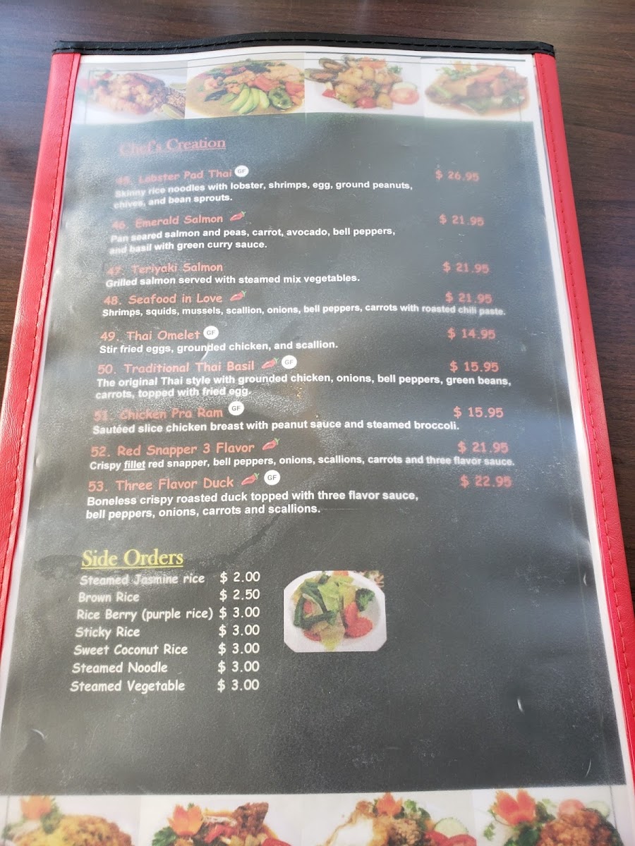 Thai Elephants gluten-free menu