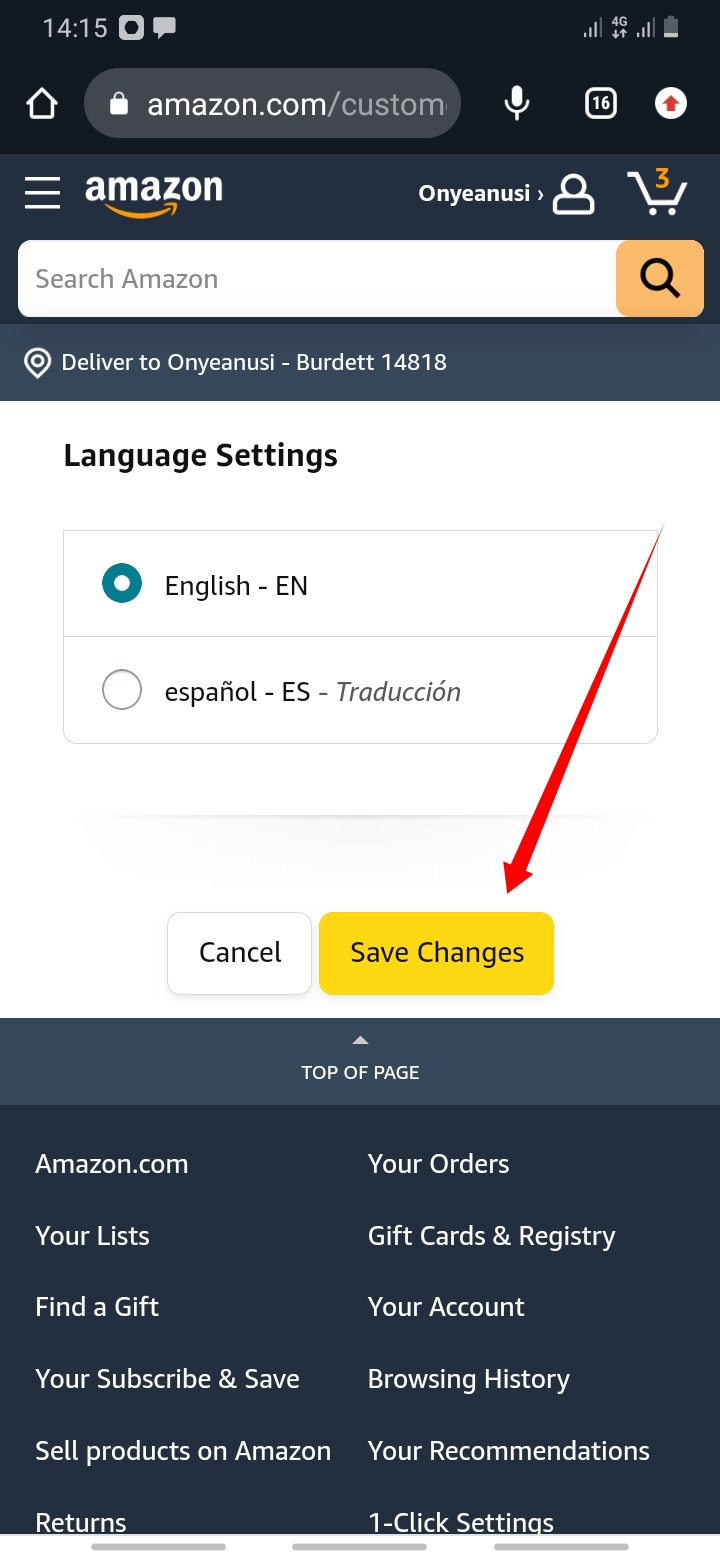 How To Change Language On Amazon Mobile Website. Tutorial image 2