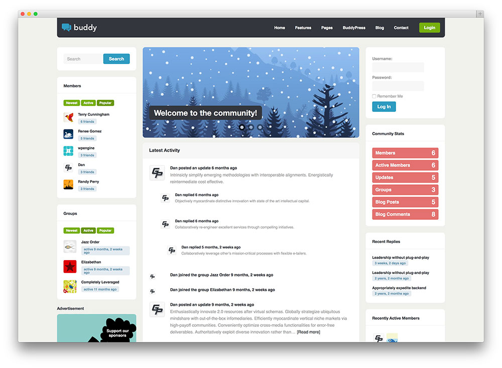 buddy buddypress tema de WordPress