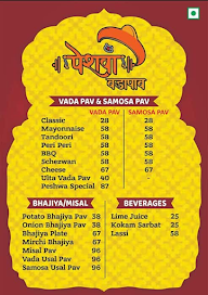 Peshwa Vadapav menu 1