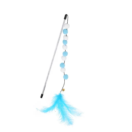 Fashionable Plush Ball Interactive Feather Toys Beautiful Pet Cats Toys Stick Non-toxic Pompom Cat Toys Funny Kitten Cat
