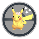 Pikachu mit Blumenkranz und mit Schillernd-Symbol