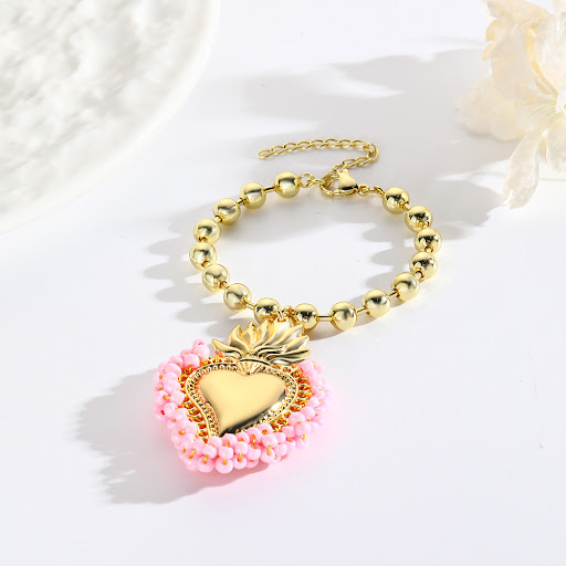 Title 22, Retro small rice-shaped beads hand-woven heart ...