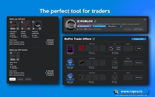 Ropro Enhance Your Roblox Experience - trade calculator roblox