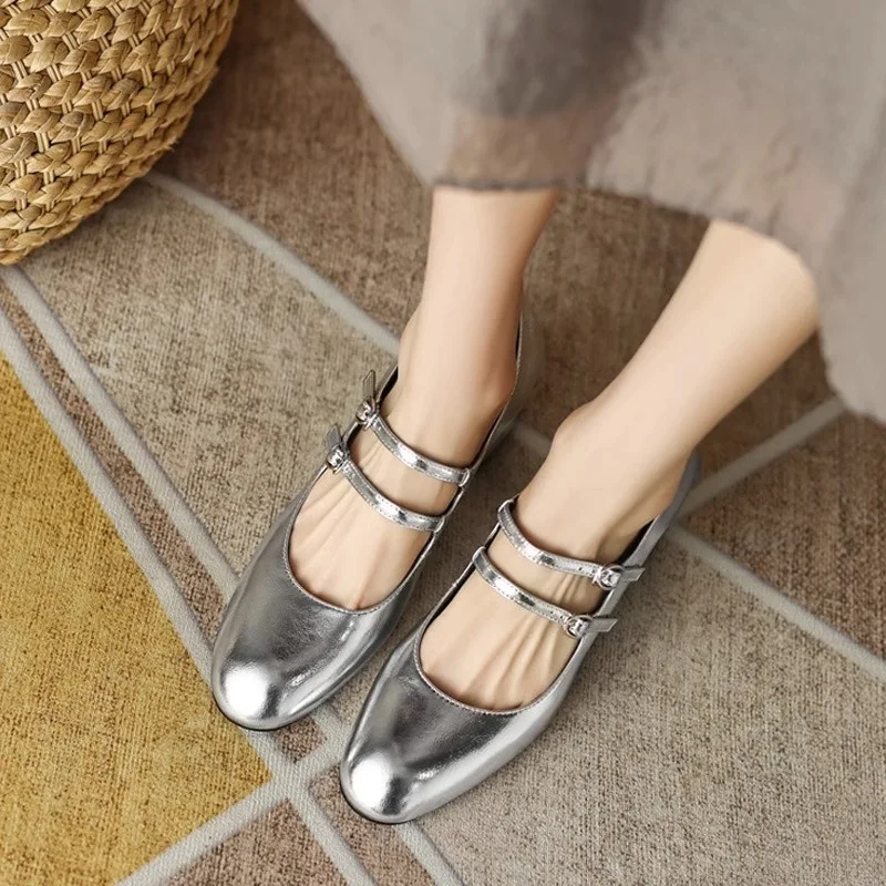 Title 14, Chaussures Mary Jane en cuir souple et caoutcho...
