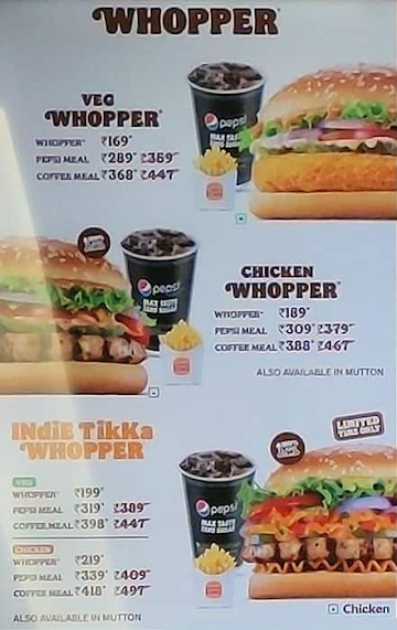 Burger King menu 