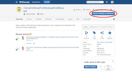'Clone in GitHub for Windows' for Bitbucket