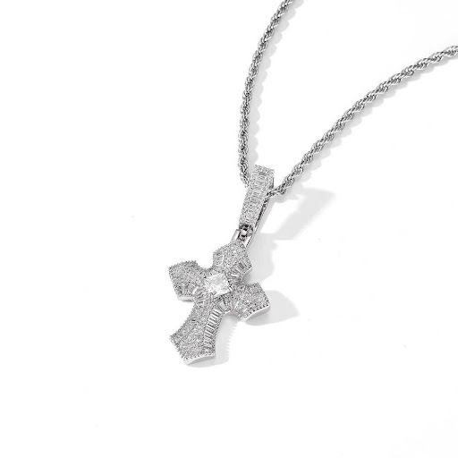Title 5, European Hip Hop Cross Pendant Zircon Necklace....