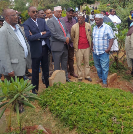 Marsabit Governor Mahamoud Ali at Langata Muslim Cemetery during the burial of Isiolo Governor Abdi Guyo's younger brother Ali Ibrahim Hassan on October 6, 2022