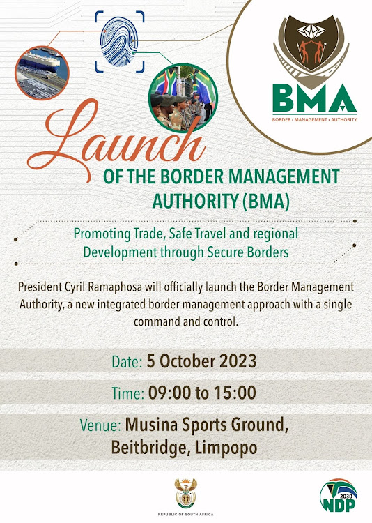 The flyer for the launch of the Border Management Authority.