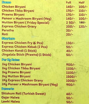 Biryani Passion menu 