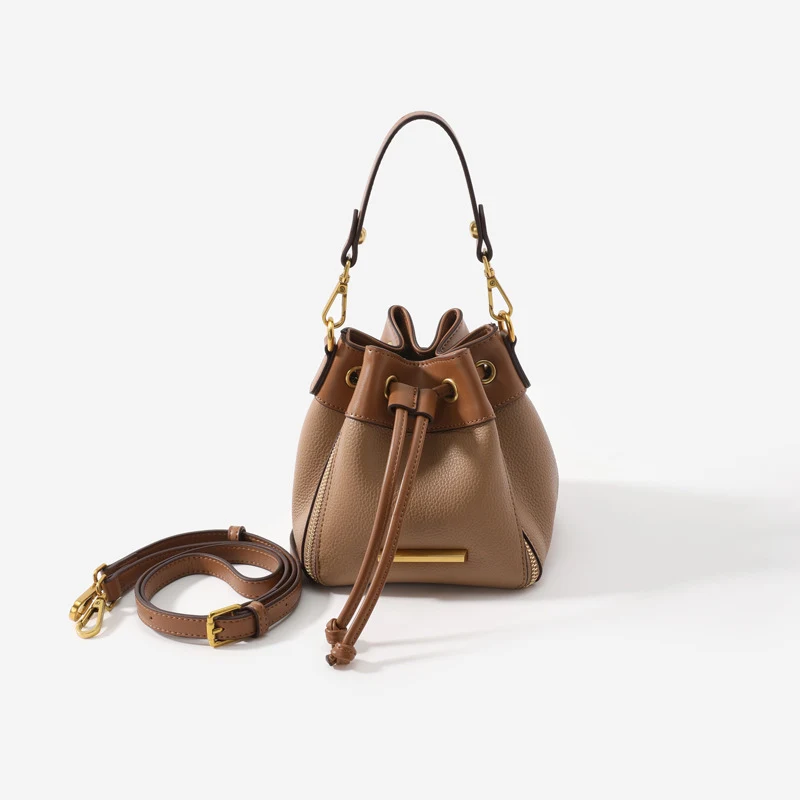 Title 3, Dames Leren Bucket Bag met Trekkoord All-match ...