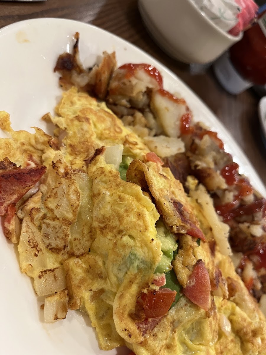 Mexican omelette and home fried potatoes