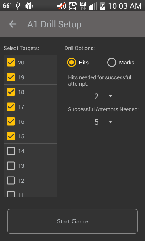 Darts Practice Drill: A1 Screen 1