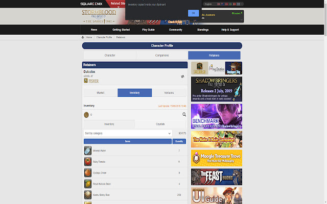 Lodestone inventory grabber chrome extension