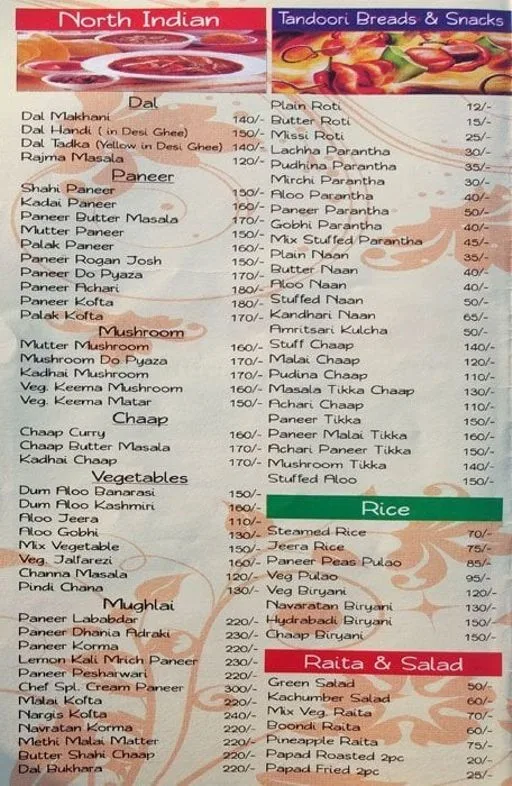 Samrat Sweets menu 