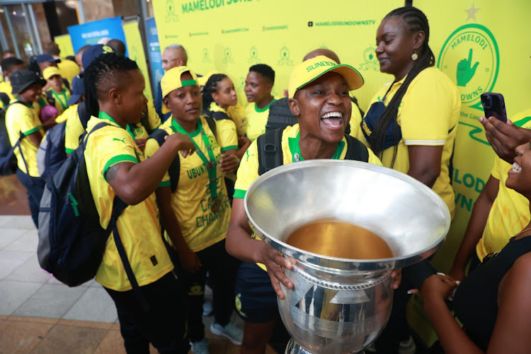 Zandi Nhlapo captain of Mamelodi Sundowns ladies' back the country after winning their second Caf Women's Champions League crown in Korhogo, Ivory Coast, on Sunday