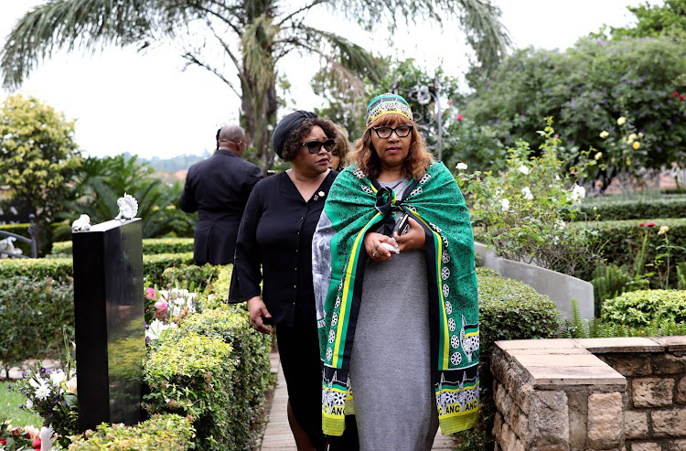 Zenani and Zindzi Mandela at a wreath laying ceremony for their mother, Nomzamo Winfred Madikizela-Mandela in Fourways.