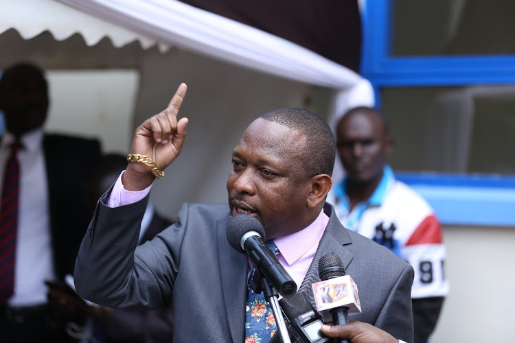 Former Nairobi Governor Mike Sonko during the opening of a TB laboratory at the Kangemi health centre on Wednesday August 1, 2018. /GPS