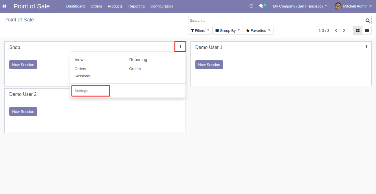 Navigate to the settings of POS session.