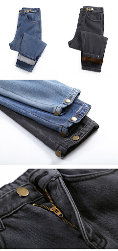 Title 5, Womens loose Korean jeans with high waist, off...