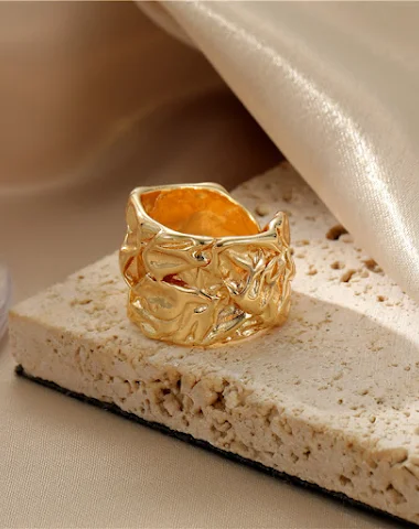 Bague large à plaque irrégulière co - 2