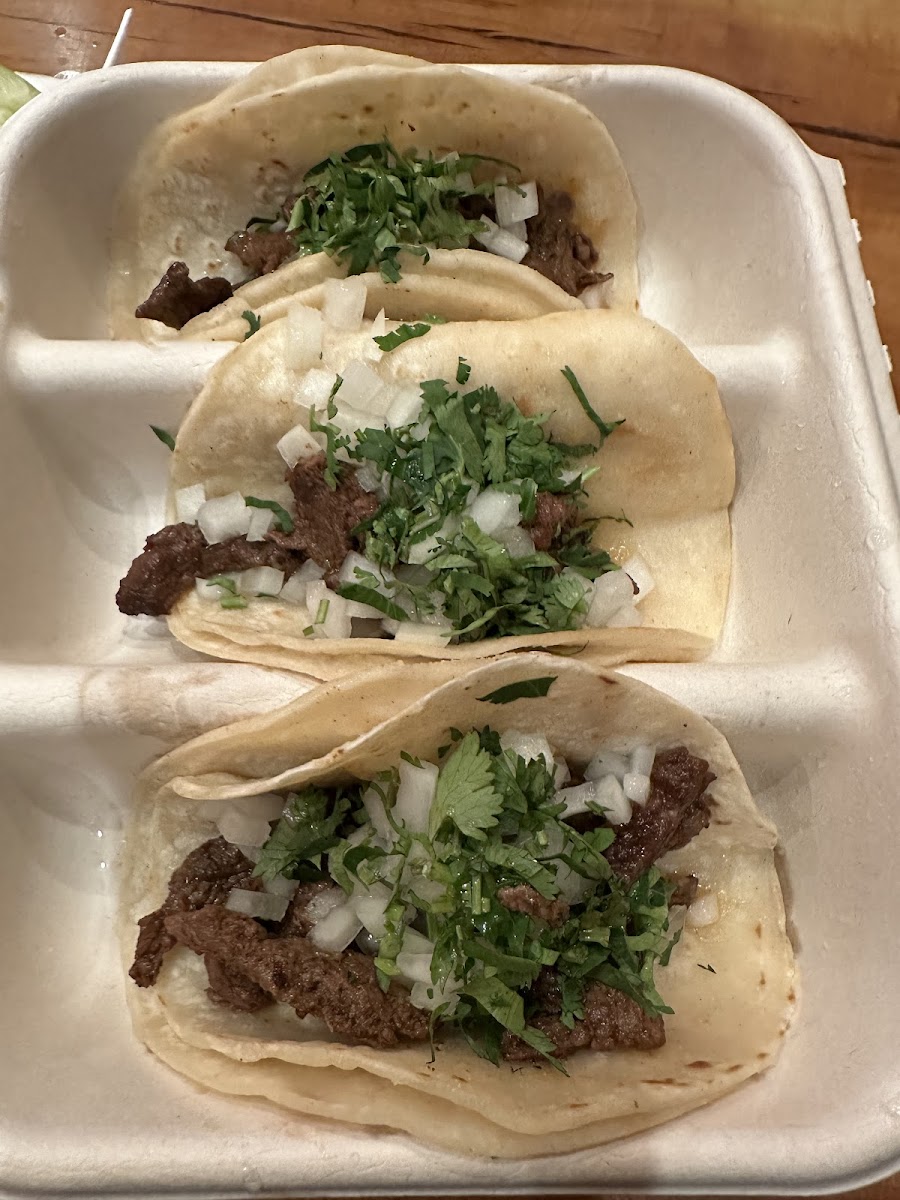 Grilled steak tacos.