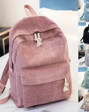 Corduroy rugzak voor studenten, sch - 0