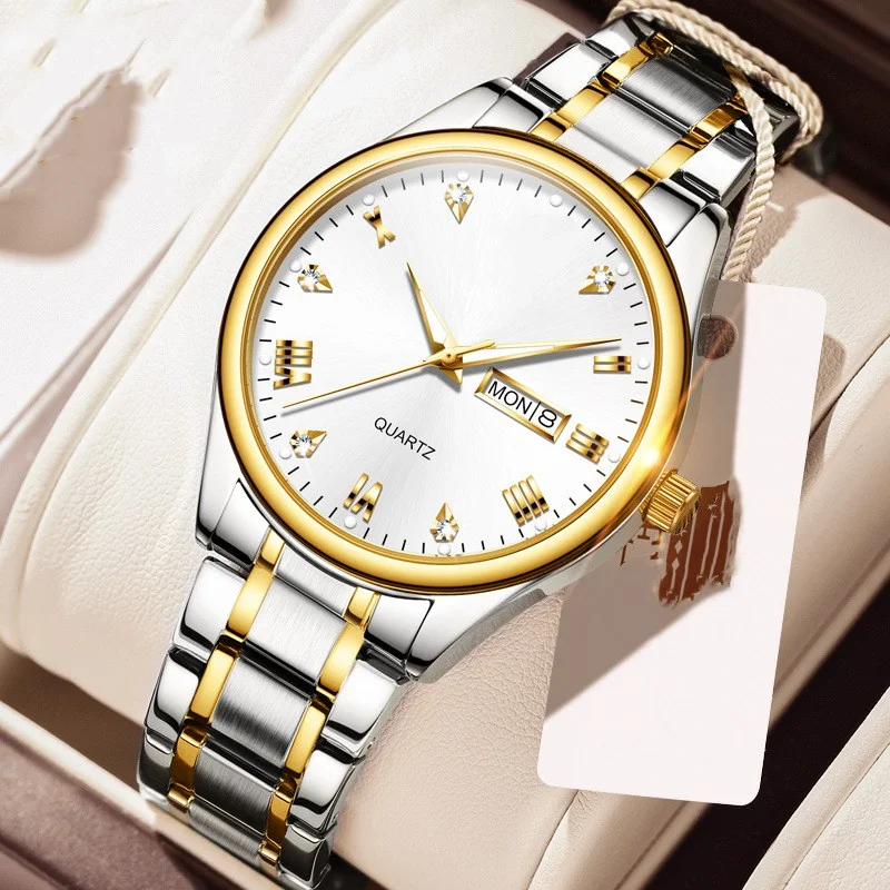 Diamantenbesetzte, wasserdichte, leuchtende Quarz-Modeuhr für Damen, stilvoll und wasserfest, ideal für einen modischen Look.
