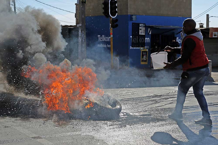 Several roads in and around Alexandra were blocked with burning tyres and rocks on Wednesday morning.