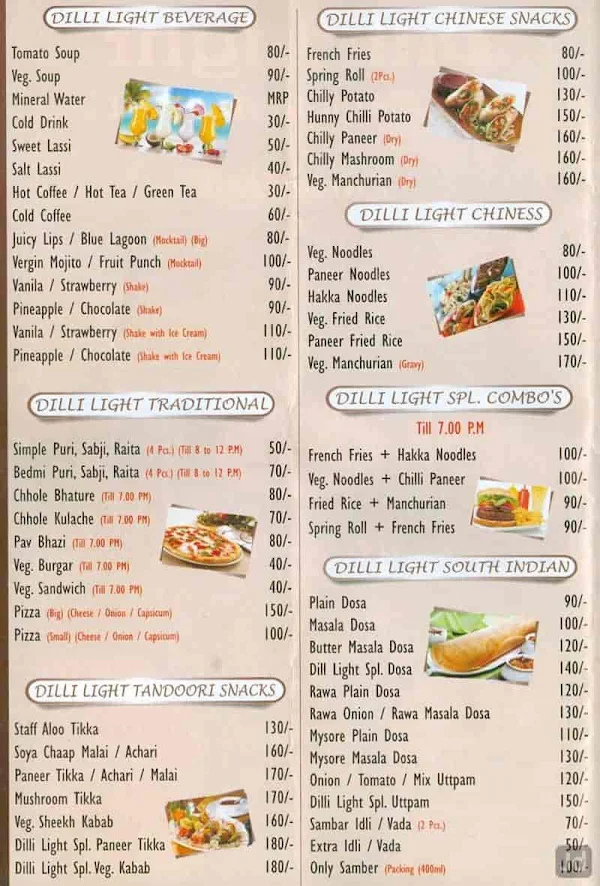 Dilli Light Chur Chur Naan menu 