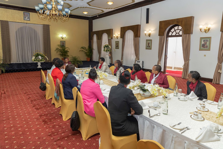 First Lady Mama Rachel Ruto during a meeting with members of the Butere Girls Alumni Association Council at State House, Nairobi on July 5,2023.