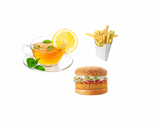 Emon Tea (Lemon Tem + Veg Burger + French Fries )