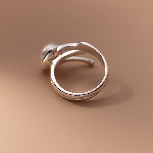 Title 4, Literary Double Lines Pearl Ring Women. A styli...