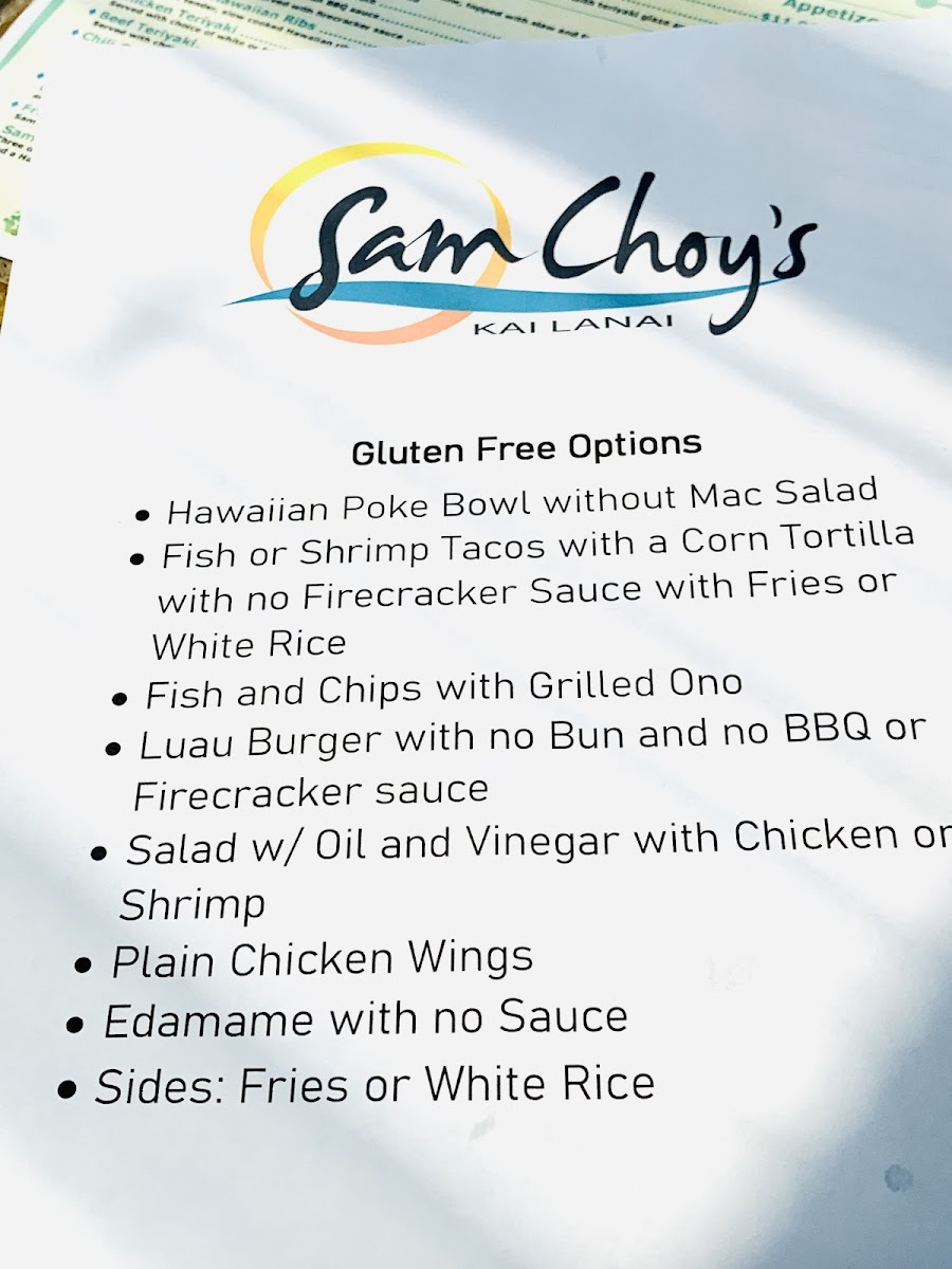 GF menu. Avoid fries & sauces.