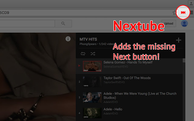 Nextube - The missing next button chrome extension