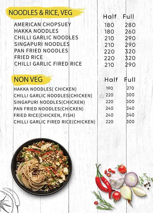 Fat Chinese Chef menu 