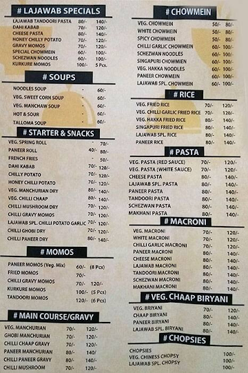 Lajawab Restaurant menu 