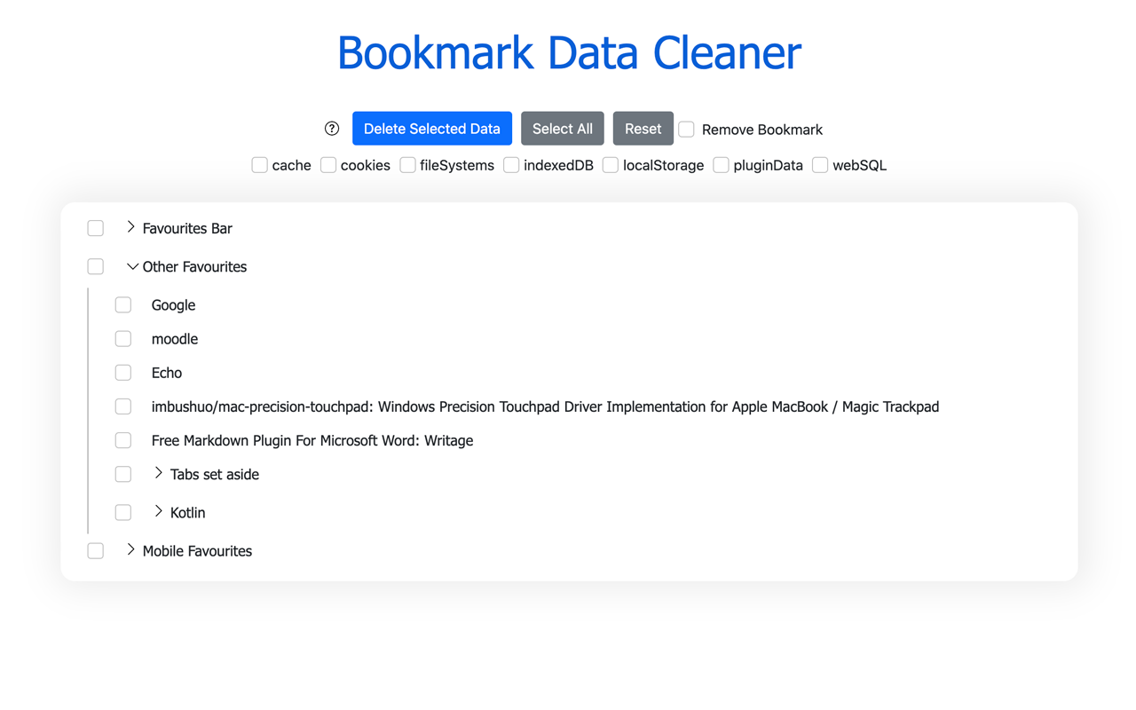 Bookmark Data Cleaner Preview image 2